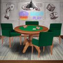 Ver imagem 7 de Mesa de Jogos Carteado Redonda Montreal Tampo Reversível Amêndoa com 4 Cadeiras Vicenza Verde -