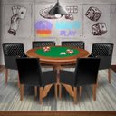 Ver imagem 7 de Mesa de Jogos Carteado Redonda Montreal Tampo Reversível Amêndoa com 6 Cadeiras Liverpool Corino