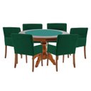 Ver imagem 1 de Mesa de Jogos Carteado Redonda Montreal Tampo Reversível Amêndoa com 6 Cadeiras Vicenza Verde -