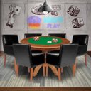 Ver imagem 7 de Mesa de Jogos Carteado Redonda Montreal Tampo Reversível Amêndoa com 6 Cadeiras Liverpool Corino