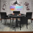Ver imagem 7 de Mesa de Jogos Carteado Redonda Victoria Tampo Reversível Preto com 4 Cadeiras Vicenza Suede Preto Fo