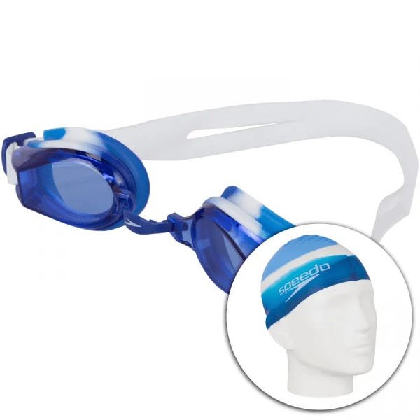 Kit de Natação Infantil Óculos + Touca Jr Swim 3.0 - Speedo - Azul