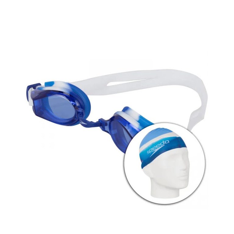Kit de Natação Infantil Óculos + Touca Jr Swim 3.0 - Speedo - Azul