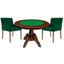 Ver imagem 1 de Mesa de Jogos Carteado Redonda Montreal Tampo Reversível Imbuia com 2 Cadeiras Vicenza Verde -