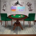 Ver imagem 7 de Mesa de Jogos Carteado Redonda Montreal Tampo Reversível Imbuia com 2 Cadeiras Vicenza Verde -