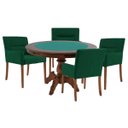Ver imagem 1 de Mesa de Jogos Carteado Redonda Montreal Tampo Reversível Imbuia com 4 Cadeiras Vicenza Verde -