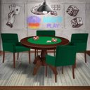 Ver imagem 7 de Mesa de Jogos Carteado Redonda Montreal Tampo Reversível Imbuia com 4 Cadeiras Vicenza Verde -