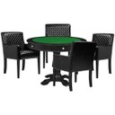 Ver imagem 1 de Mesa de Jogos Carteado Victoria Redonda Tampo Reversível Preto com Kit 4 Cadeiras Liverpool Pu