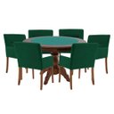 Ver imagem 1 de Mesa de Jogos Carteado Redonda Montreal Tampo Reversível Imbuia com 6 Cadeiras Vicenza Verde -