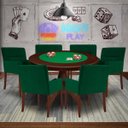 Ver imagem 7 de Mesa de Jogos Carteado Redonda Montreal Tampo Reversível Imbuia com 6 Cadeiras Vicenza Verde -