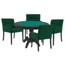 Ver imagem 1 de Mesa de Jogos Carteado Redonda Montreal Tampo Reversível Preto com 4 Cadeiras Vicenza Verde - Gran