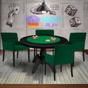 Ver imagem 7 de Mesa de Jogos Carteado Redonda Montreal Tampo Reversível Preto com 4 Cadeiras Vicenza Verde - Gran