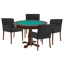 Ver imagem 1 de Mesa de Jogos Carteado Victoria Redonda Tampo Reversível Imbuia com 4 Cadeiras Vicenza Suede Preto F