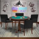 Ver imagem 7 de Mesa de Jogos Carteado Victoria Redonda Tampo Reversível Imbuia com 4 Cadeiras Vicenza Suede Preto F
