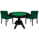 Ver imagem 1 de Mesa de Jogos Carteado Redonda Montreal Tampo Reversível Preto com 2 Cadeiras Vicenza Verde - Gran