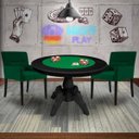 Ver imagem 7 de Mesa de Jogos Carteado Redonda Montreal Tampo Reversível Preto com 2 Cadeiras Vicenza Verde - Gran