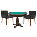 Ver imagem 1 de Mesa de Jogos Carteado Victoria Redonda Tampo Reversível Imbuia com 2 Cadeiras Vicenza Suede Preto F