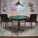 Ver imagem 7 de Mesa de Jogos Carteado Victoria Redonda Tampo Reversível Imbuia com 2 Cadeiras Vicenza Suede Preto F