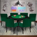 Ver imagem 7 de Mesa de Jogos Carteado Redonda Montreal Tampo Reversível Preto com 6 Cadeiras Vicenza Verde - Gran