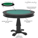 Ver imagem 2 de Mesa de Jogos Carteado Victoria Redonda Tampo Reversível Preto com 2 Cadeiras Liverpool Pu