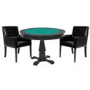 Ver imagem 1 de Mesa de Jogos Carteado Victoria Redonda Tampo Reversível Preto com 2 Cadeiras Liverpool Pu