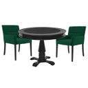 Ver imagem 1 de Mesa de Jogos Carteado Redonda Victoria Tampo Reversível Preto com 2 Cadeiras Vicenza Suede Verde -