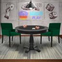 Ver imagem 7 de Mesa de Jogos Carteado Redonda Victoria Tampo Reversível Preto com 2 Cadeiras Vicenza Suede Verde -