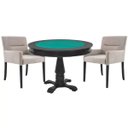 Ver imagem 1 de Mesa de Jogos Carteado Victoria Redonda Tampo Reversível Preto com 2 Cadeiras Vicenza Suede Nude - G