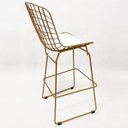 Ver imagem 3 de Banqueta Alta para Cozinha Bertoia cor Dourado fosco assento branco - Poltronas do Sul