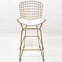 Ver imagem 2 de Banqueta Alta para Cozinha Bertoia cor Dourado fosco assento branco - Poltronas do Sul