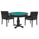 Ver imagem 1 de Mesa de Jogos Carteado Victoria Redonda Tampo Reversível Preto com 2 Cadeiras Vicenza Suede Preto Fo