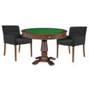 Ver imagem 1 de Mesa de Jogos Carteado Victoria Redonda Tampo Reversível Imbuia com Kit 2 Cadeiras Vicenza Suede Pre