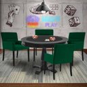 Ver imagem 7 de Mesa de Jogos Carteado Redonda Victoria Tampo Reversível Preto com 4 Cadeiras Vicenza Suede Verde -