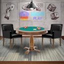 Ver imagem 7 de Mesa de Jogos Carteado Victoria Redonda Tampo Reversível Amêndoa com 2 Cadeiras Liverpool Pu