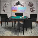 Ver imagem 7 de Mesa de Jogos Carteado Victoria Redonda Tampo Reversível Preto com 4 Cadeiras Vicenza Suede Preto Fo