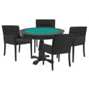 Ver imagem 1 de Mesa de Jogos Carteado Victoria Redonda Tampo Reversível Preto com 4 Cadeiras Vicenza Suede Preto Fo