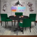 Ver imagem 7 de Mesa de Jogos Carteado Redonda Victoria Tampo Reversível Preto com Kit 4 Cadeiras Vicenza Suede Verd