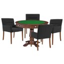 Ver imagem 1 de Mesa de Jogos Carteado Victoria Redonda Tampo Reversível Imbuia com Kit 4 Cadeiras Vicenza Suede Pre