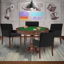 Ver imagem 7 de Mesa de Jogos Carteado Victoria Redonda Tampo Reversível Imbuia com Kit 4 Cadeiras Vicenza Suede Pre