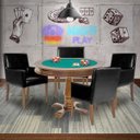 Ver imagem 7 de Mesa de Jogos Carteado Victoria Redonda Tampo Reversível Amêndoa com 4 Cadeiras Liverpool Pu