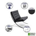 Ver imagem 2 de Poltrona Barcelona Couro Natural com Puff Cromada Preto