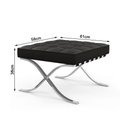 Ver imagem 4 de Poltrona Barcelona Couro Natural com Puff Cromada Preto