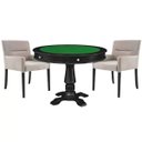 Ver imagem 1 de Mesa de Jogos Carteado Victoria Redonda Tampo Reversível Preto com Kit 2 Cadeiras Vicenza Suede Nude