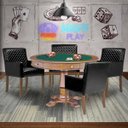 Ver imagem 7 de Mesa de Jogos Carteado Victoria Redonda Tampo Reversível Amêndoa com Kit 4 Cadeiras Liverpool Pu