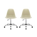 Ver imagem 1 de Kit 2 Cadeiras Eames Office Nude Cromada Giratória com Rodízios para Escritório e Home Office