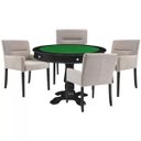 Ver imagem 1 de Mesa de Jogos Carteado Victoria Redonda Tampo Reversível Preto com Kit 4 Cadeiras Vicenza Suede Nude
