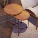 Ver imagem 6 de Conjunto Mesa Lateral Nezuko Base Cobre Tampo Freijó - Gran Belo