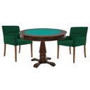 Ver imagem 1 de Mesa de Jogos Carteado Victoria Redonda Tampo Reversível Imbuia com 2 Cadeiras Vicenza Verde -
