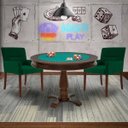 Ver imagem 7 de Mesa de Jogos Carteado Victoria Redonda Tampo Reversível Imbuia com 2 Cadeiras Vicenza Verde -