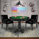 Ver imagem 7 de Mesa de Jogos Carteado Victoria Redonda Tampo Reversível Preto com Kit 2 Cadeiras Liverpool Pu